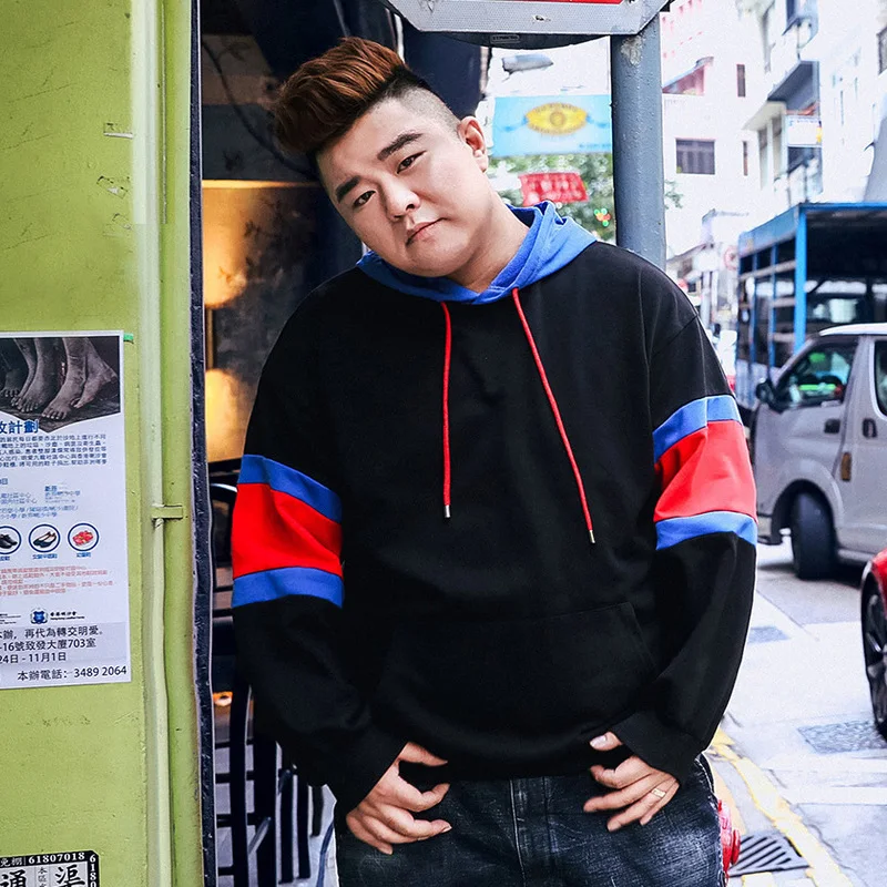 

Mr.nut Tide brand large size men's clothing Add fat spring and autumn hooded hooded hoodie couple stitching tide hoodie
