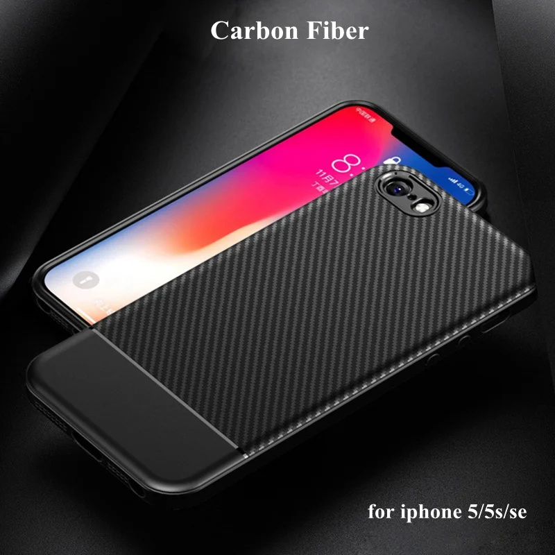 Funda de fibra de carbono para iphone XS MAX XR iphone 7 5S 5 se 8 plus funda blanda para iphone 8 7 plus 6 s 6 s plus X 10 6 splus casos