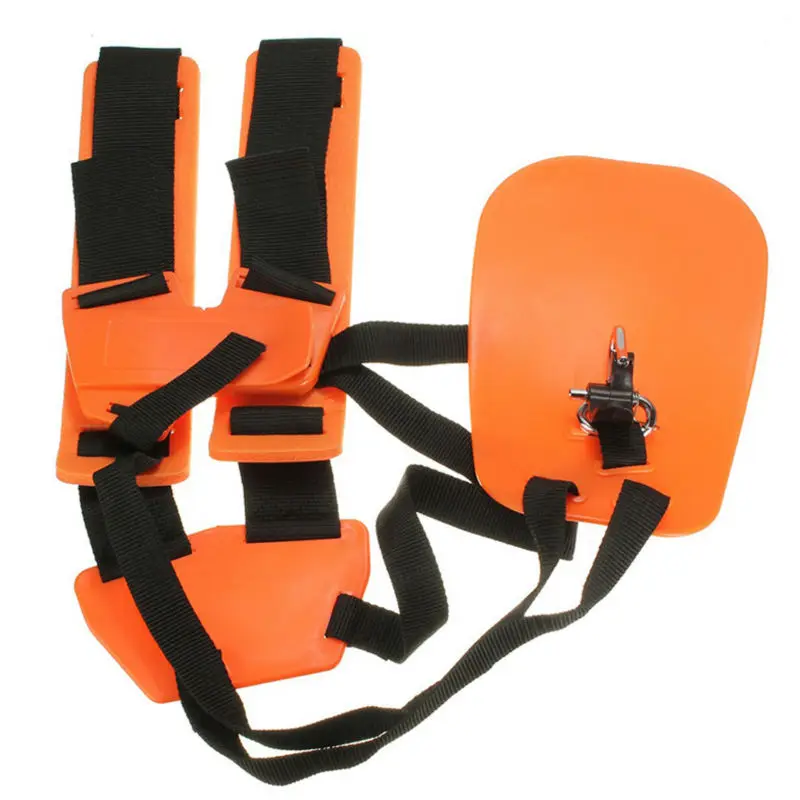 Professional Double Shoulder Strap Grass Hedge Trimmer Brush Cutter Harness Belt Carry Hook Garden Safety Orange