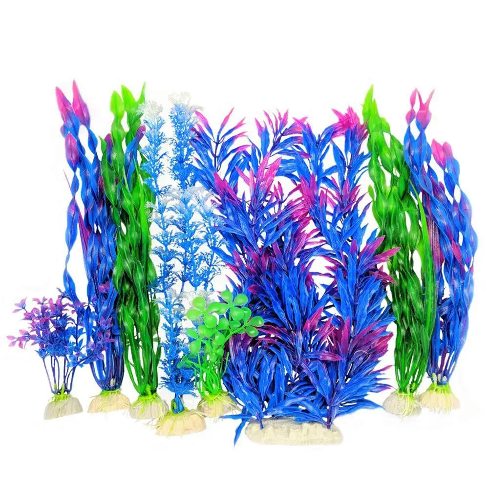 

45# Hot Aquarium Artificial Sea Weed Water Grass Fish Tank Landscaping Aquatic Plant Weed Fish Tank Decor 12"