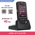 Kostenloser Versand Handheld PDA 4G WIFI Mobile Collector Android 7.0 RFID 1D 2D Laser Barcode Scanner mit Ladestation-in Scanner aus Computer und Büro bei