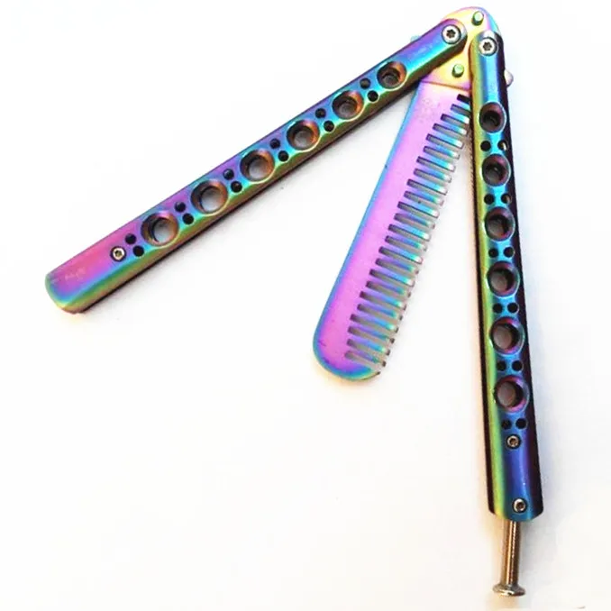 High Quality Colorful Practice Butterfly Comb Knife Trainer Folding