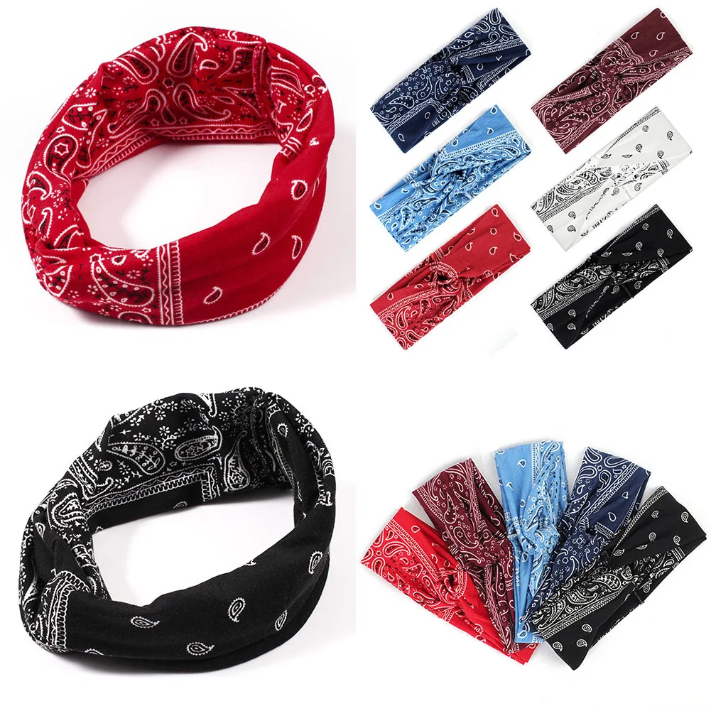

Women Bohemia Printed Twist HeadbandsAcrylic Bandana Scarf Square Female Headwear Rock Cool Girls Multi Turban Hair Accessories