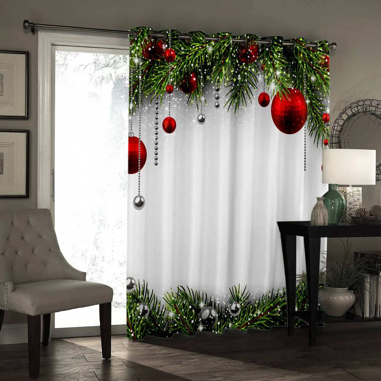 Price Snowing Winter Christmas Holiday Room Curtains Large Window Living Room Curtains Kitchen Indoor Fabric Window Treatment Ideas