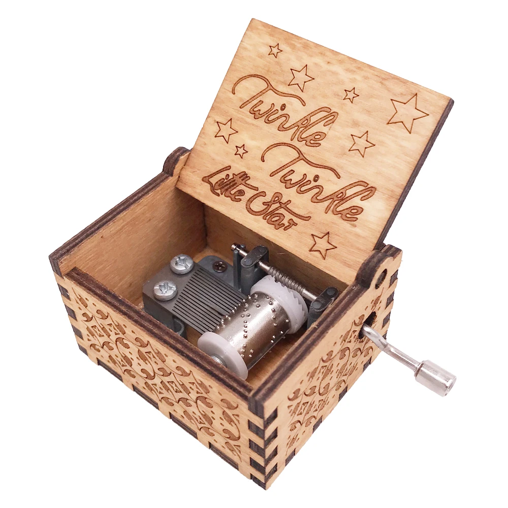 YouTang Music Box Hand Crank Musical Box Carved Wood Musical Gifts Christmas Music for Kid,Play Twinkle Twinkle Little Star