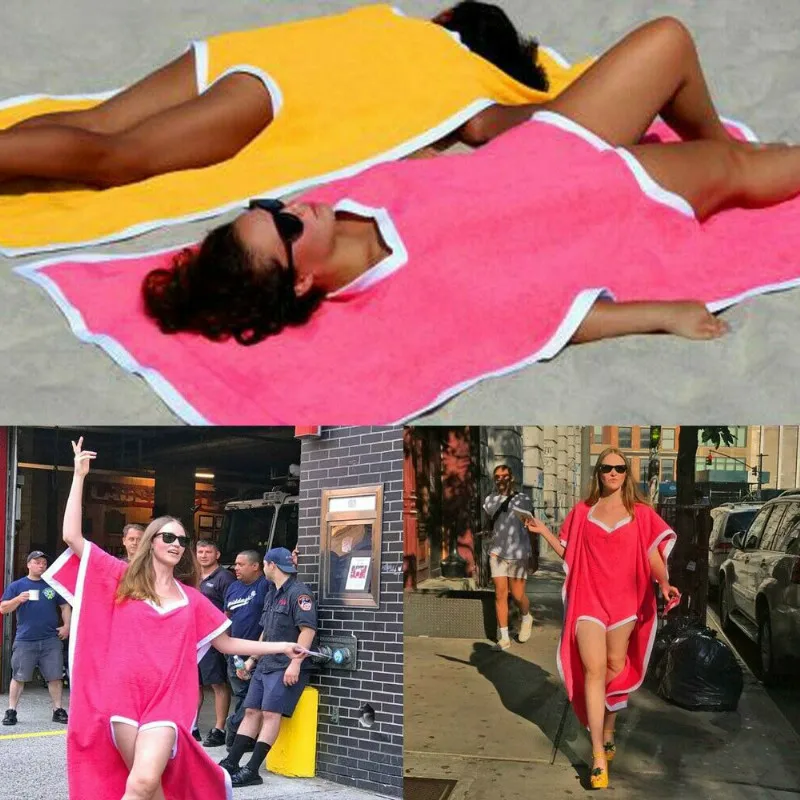 

Beach Towel Windproof Women Body Wrap Bikini Sandy Beach Kimono Bath Towel Spa Beach Bathrobe Dress Padet Shoulder
