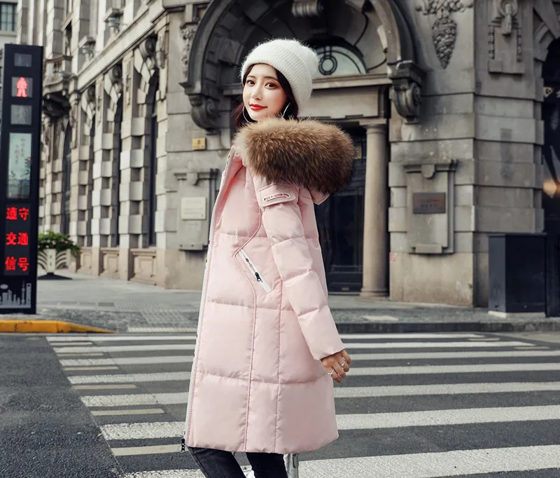 White duck down Winter Women's Parka Collection Windproof Women's Thick Coat Big fur collar Collar Women's Warm Jacket