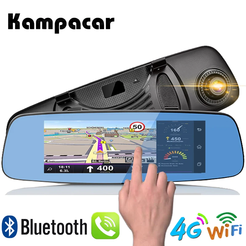 

Kampacar 4G Smart Rearview Mirror 7.84" Car Dash Camera Dvr With Two Cameras Dashcam Wifi GPS Navigator Android Bluetooth Camera