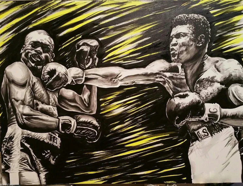Modern abstract handmade Muhammad Ali Boxing on oil painting canvas for
