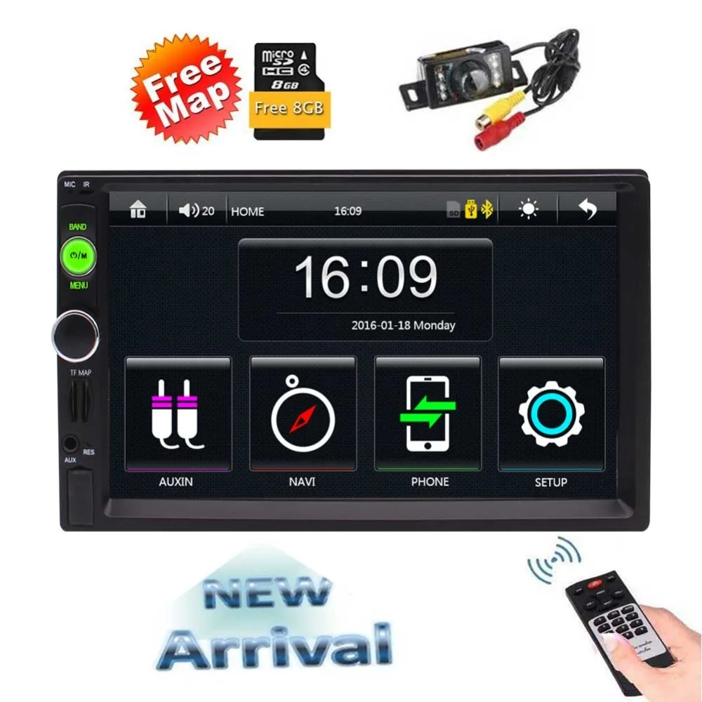 

GPS Navigation Head Unit with TF/USB/FM Radio, GPS with 8GB Map Card + Remote Control 7 Inch Capacitive Touch Screen Car Multi