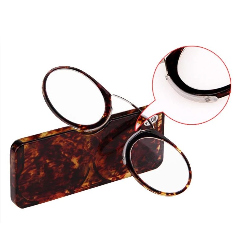 Gafas de lectura para reposar la nariz + 1,0 a + 3,5, clip de lector de cartera SOS portátil en Mini gafas de lectura con funda Gafas de lectura para reposar la nariz + 1,0 a + 3,5, clip de lector de cartera SOS portátil en Mini gafas de lectura con funda