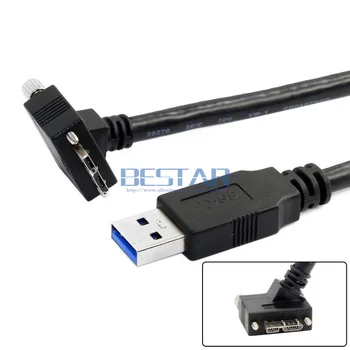 

4FT 1.2m 30 Degree Slant Angled Micro USB Screw Mount male to USB 3.0 male Data Cable Micro-USB for Industrial Camera