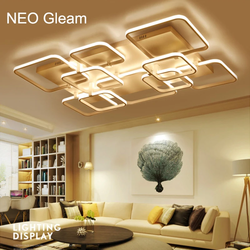 

NEO Gleam Rectangle New Aluminum living room bedroom modern led ceiling lights luminarias para sala White Color led ceiling lamp