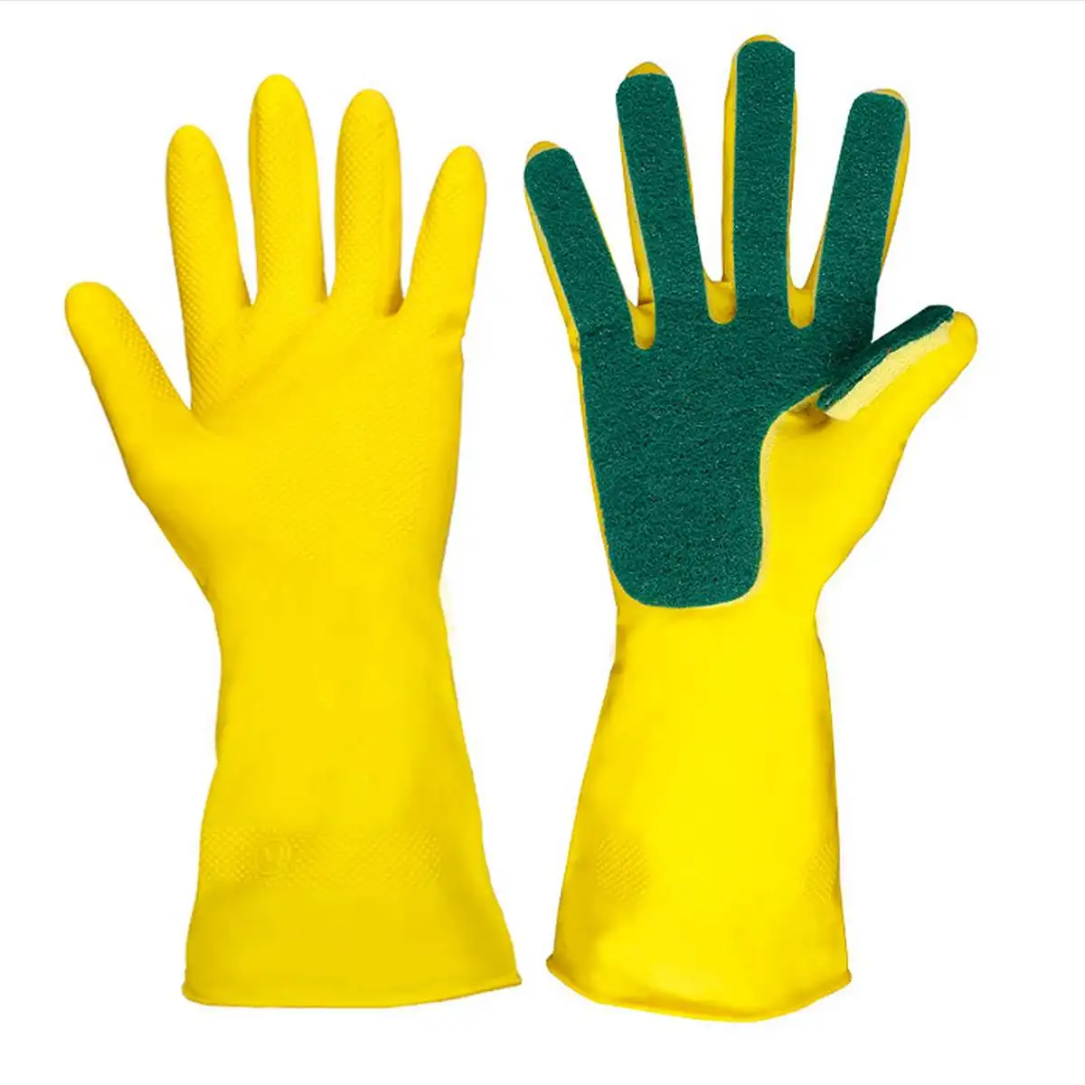 

1 Pair Cleaning Gloves Silicone Rubber Dish Washing Gloves Sponge Rubber Gloves for Kitchen Household Dishwashing