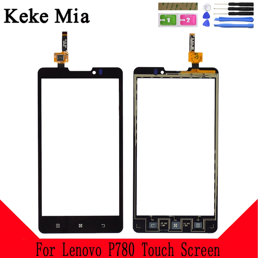 

Keke Mia 5.0" Touch Screen For Lenovo P780 Touch Glass Digitizer Panel Front Lens Sensor Capacitive Free Adhesive+Wipes