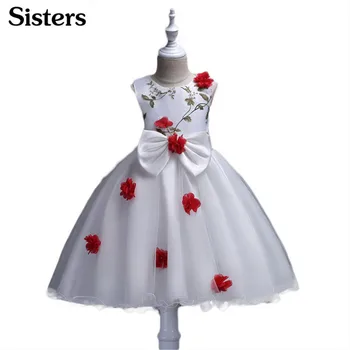 

SISRERS 2018 Girls Dress Princess Party Dresses Flower Petal Sleeveless Dress Bow Flower Girl Wedding Dress Children's Wear