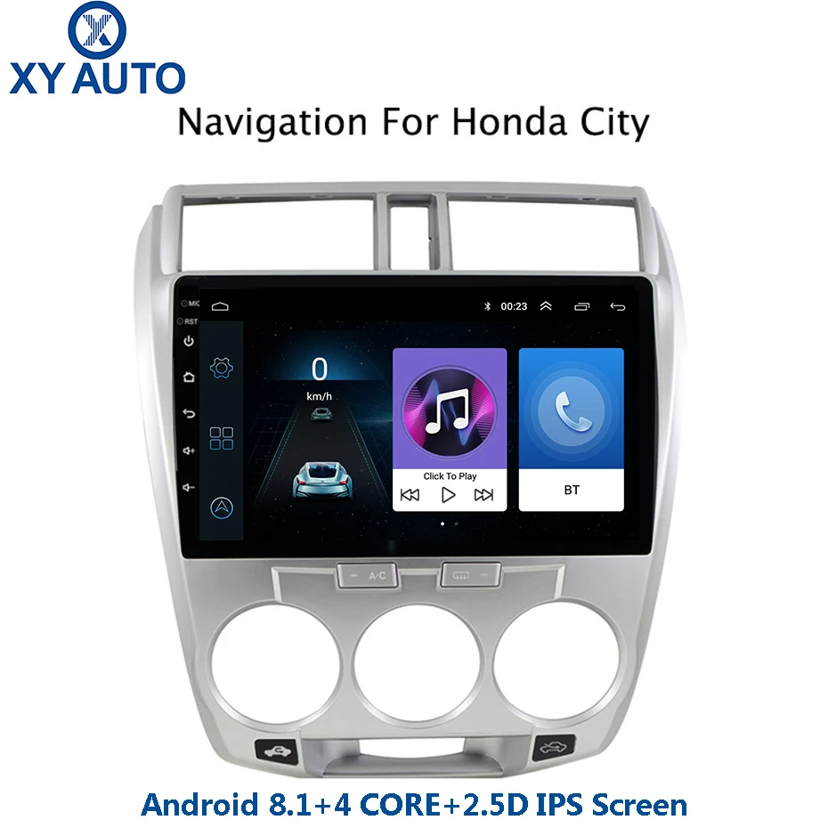 Flash Deal 10.1inch 2.5D IPS Tempered HD multi-touch screen Android 8.1 NAVI  for Honda City 2008-2014 with Bluetooth USB WIFI support SWC 0