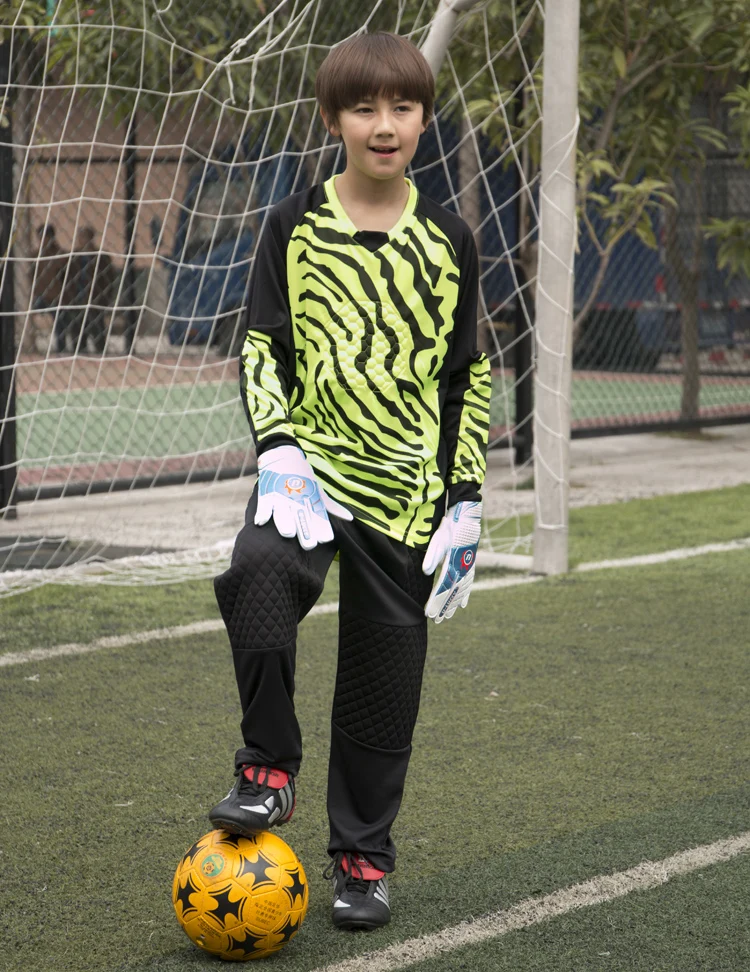 Maillot De Foot детская одежда вратаря с длинным рукавом футбольные наборы трикотажные детские мальчики девочки полный вратарь хранитель Футбольная форма брюки - Цвет: Зеленый