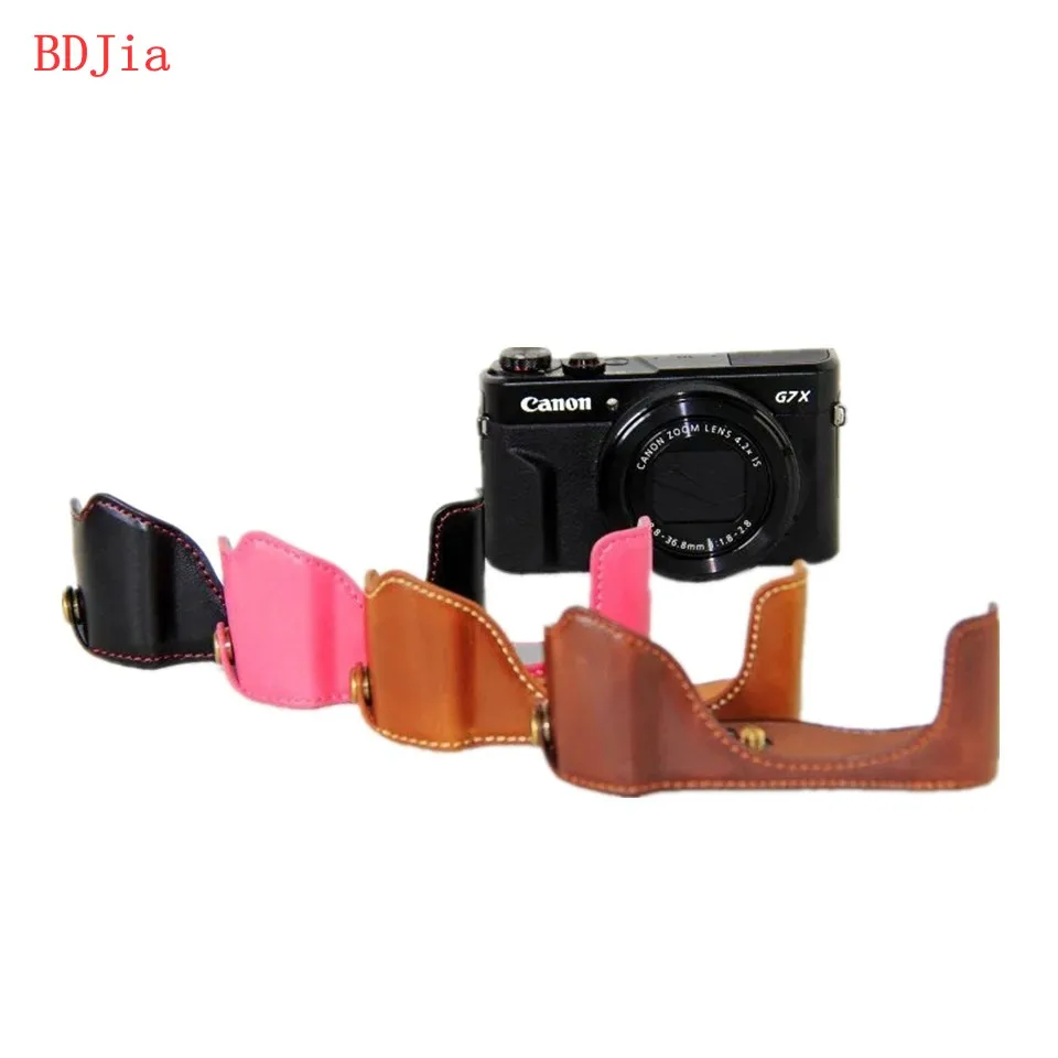

Newest Fashional Camera Bag Case For Canon G7XII G7X Mark2 PU Leather Half Body Set Cover With Battery Opening, Free Shipping