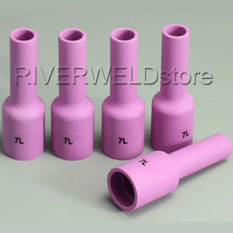 

TIG Long Alumina Nozzle Gas Lens 54N15L #7 For TIG Welding Torch Consumables SR PTA DB WP 17 18 26 Series,5PK