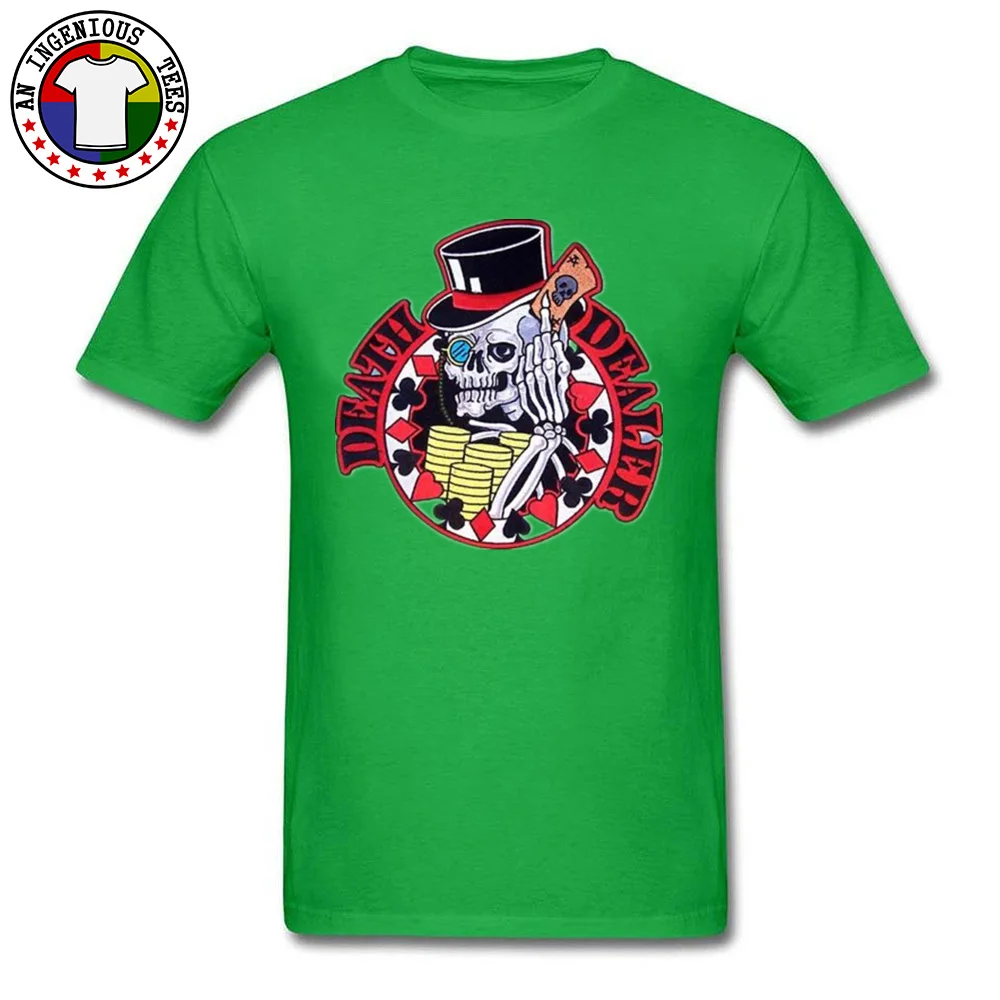 Skull Poker Card Casual Tshirts for Men All Cotton Autumn Tees Casual Top T-shirts Short Sleeve Funny O Neck Free Shipping Skull Poker Card green