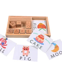 Когнитивные деревянные головоломки картона Обучение английскому языку для малышей с принтом в виде букв, с материалы montessori математические