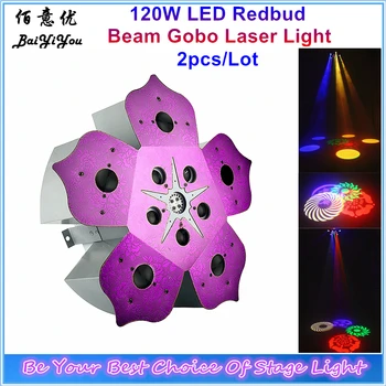 

2x Unique Intelligent 120W LED Redbud Flower Beam Gobo Laser Effect Light With RGBW LED Gobo Beam And RG Laser DJ Lighting