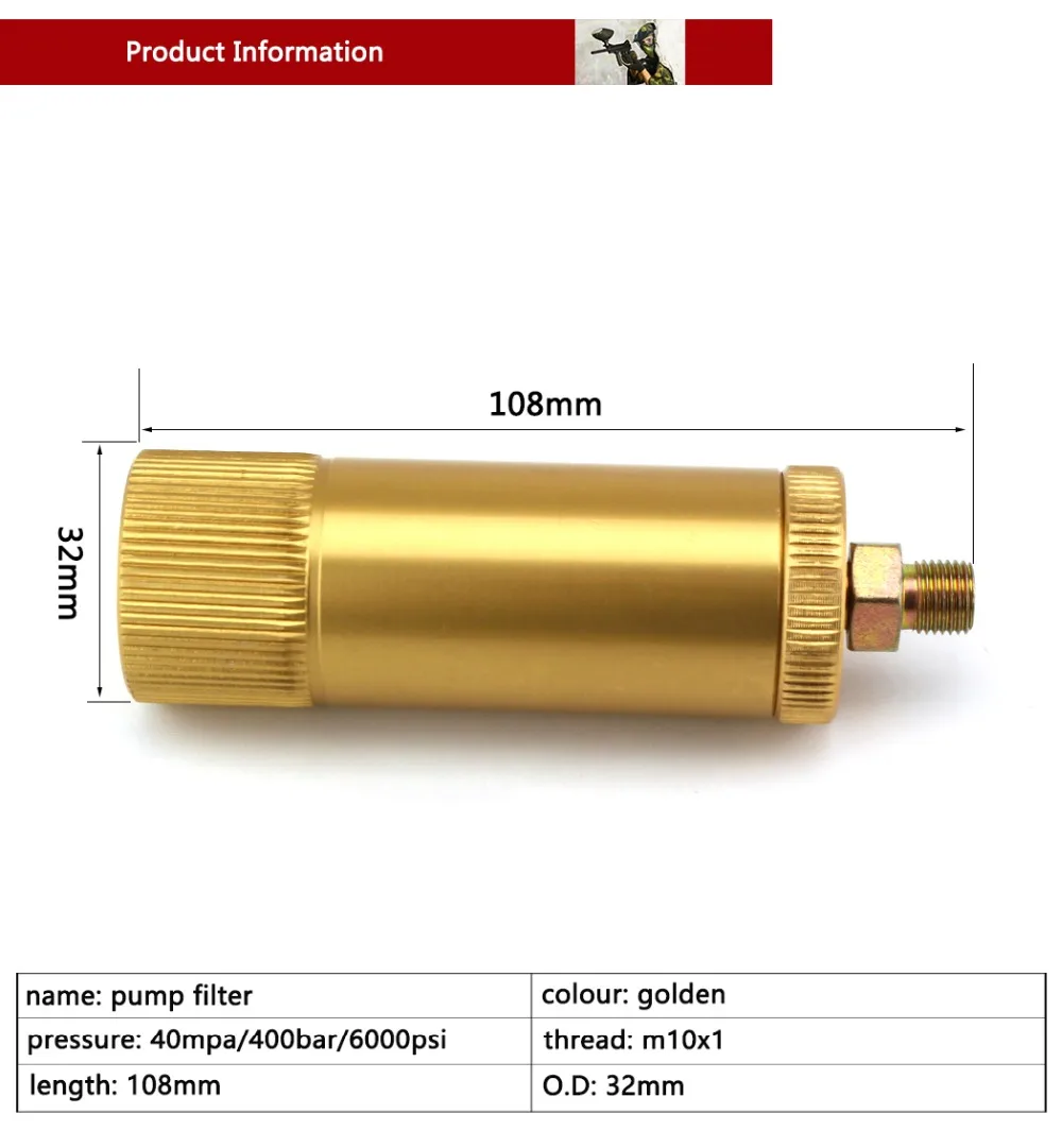 Пейнтбол PCP ручной насос воздушный фильтр высокого Давление вода маслоотделителя фильтрации 30mpa 4500psi M10x1 нить 50 см шланг