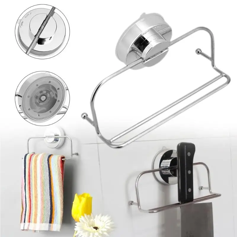 Buy Stainless Steel Suction Cup Wall Mounted Holder Bathroom Towel Hanging Rack
