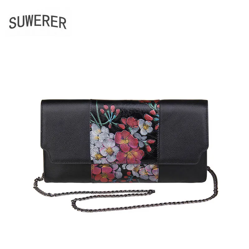 

SUWERER 2018 New Genuine Leather women bag for women fashion Embossing luxury handbags women bag designer leather clutch bag