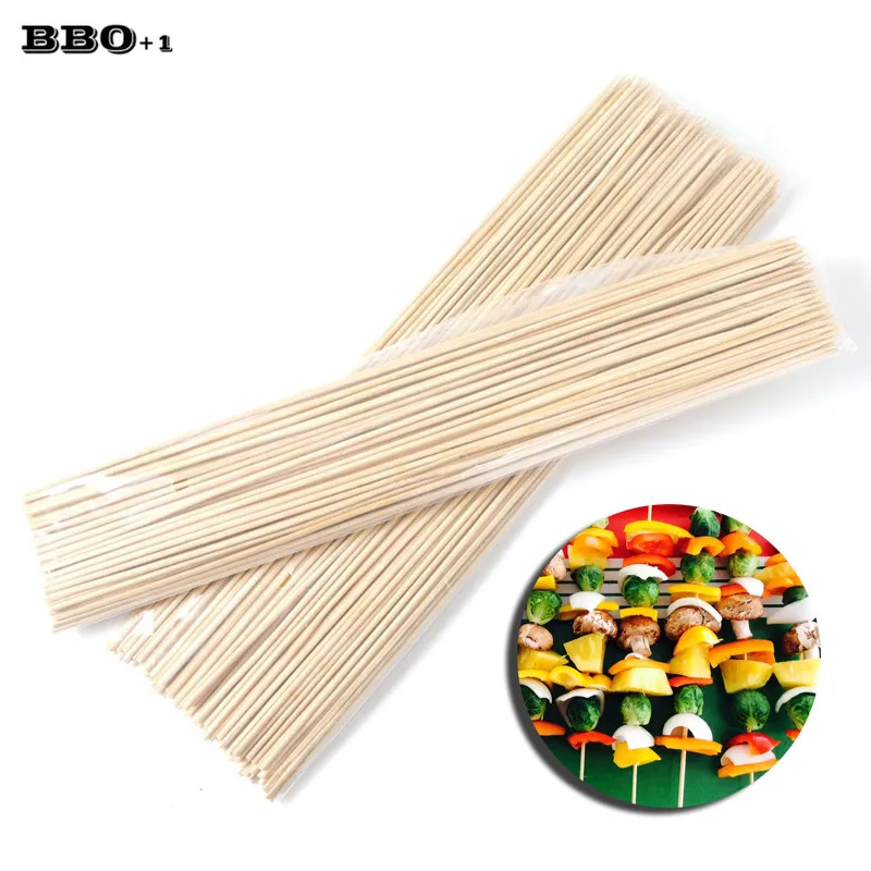 

100pcs 25cm x 3mm Natural Wooden Bamboo BBQ Skewers Disposable Meat Food Skewers Candy stick Barbecue Shish Kabob Needle Set