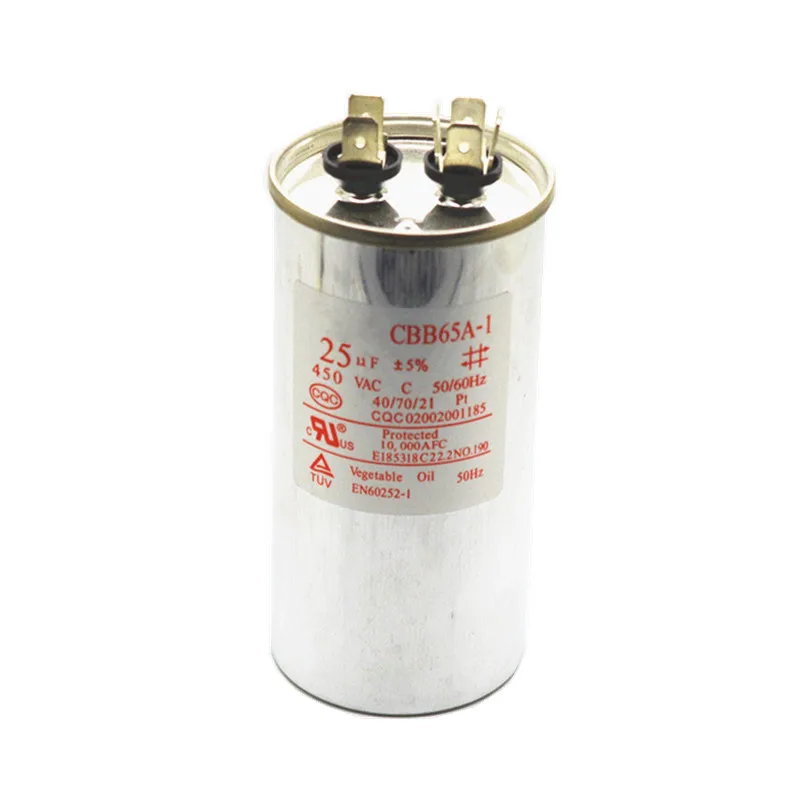 100 New Original Brand CBB65A 1 Air Conditioner Starting Capacitor 450V 25UF AC Motor Starting