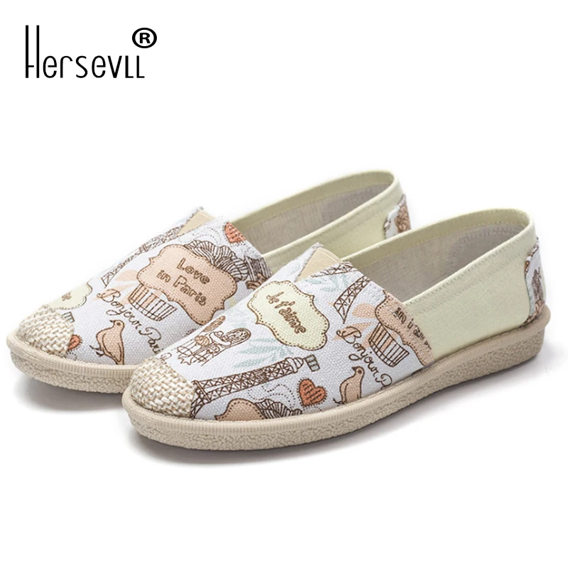 

Hersevll 2019 Summer Fashion Women Breathable Flats Hemp Espadrilles Striped Casual Shoes Female Canvas Fisherman Loafers
