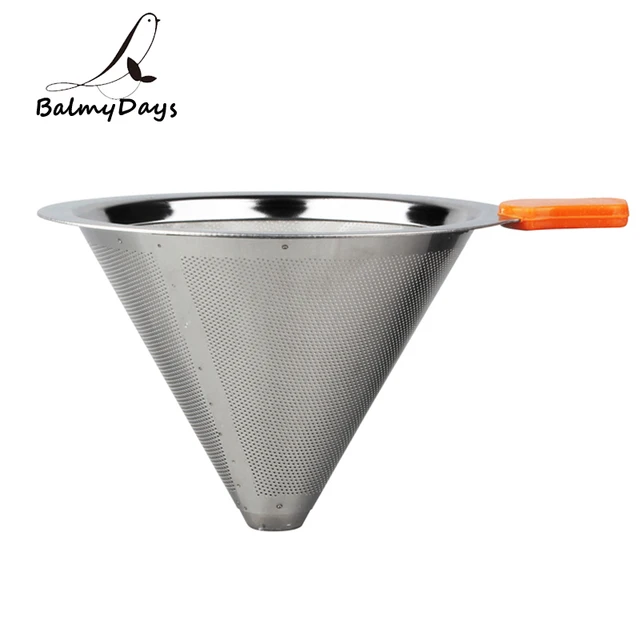 Special Offers Reusable Coffee Filter Basket Stainless Steel Mesh Pour Over Coffee Filter Cone Coffee Dripper Paperless Outdoor Portable Filter