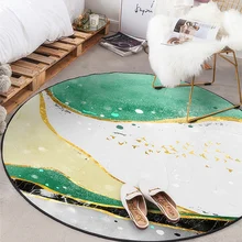 Loartee Современный абстрактный Зеленый Золотой пейзаж круглый коврик гостиная спальня детская комната Домашний декор нескользящий коврик Tapetes