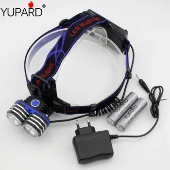 

YUPARD Headlamp 2*Cree XM-L T6 LED Outdoor Lighting Head Light Power Bank USB 3*AAA 3*AA 18650+2*4200 mAh 18650 battery+charger