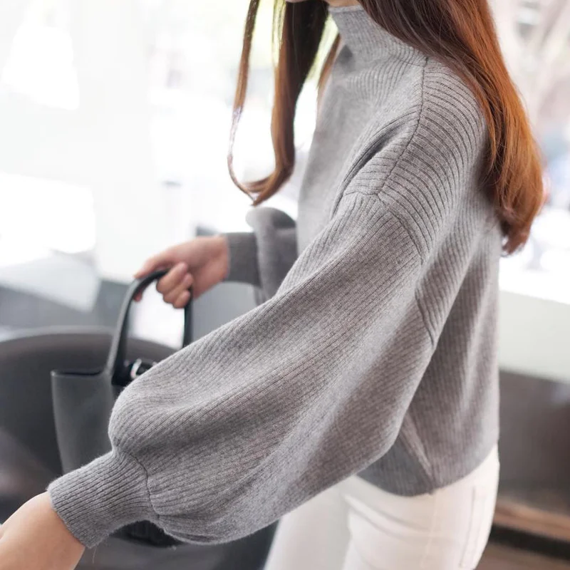 N. POKLONSKAYA, зимние женские свитера большого размера,, модные пуловеры «летучая мышь», Свободный вязаный утолщенный свитер, женский джемпер, топы - Цвет: Серый