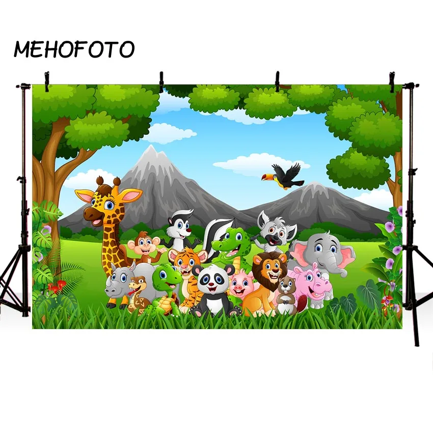 

Jungle Safari Party Photography Backdrop Animals Forest Photo Booth Background Birthday Theme Party Decorations Backdrops