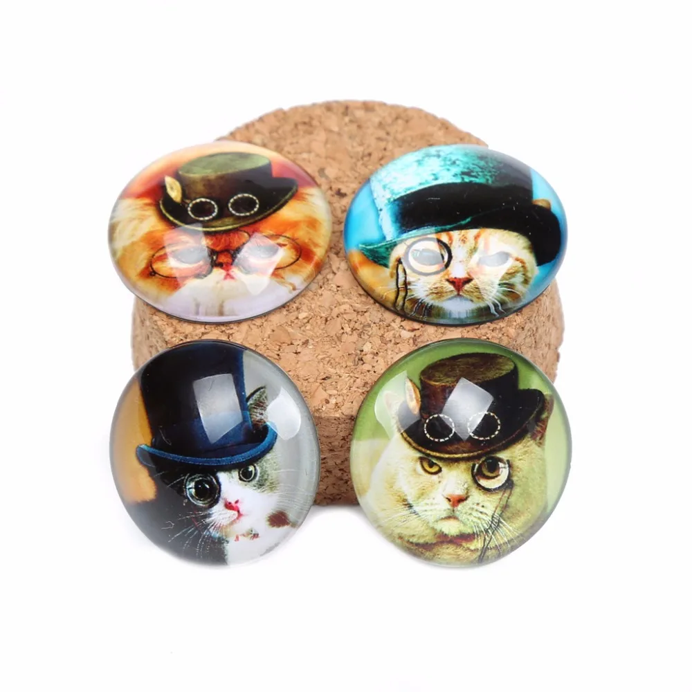 

onwear mix steampunk cat photo circle round glass cabochon 25mm 20mm 12mm 30mm flat back handmade dome jewelry findings