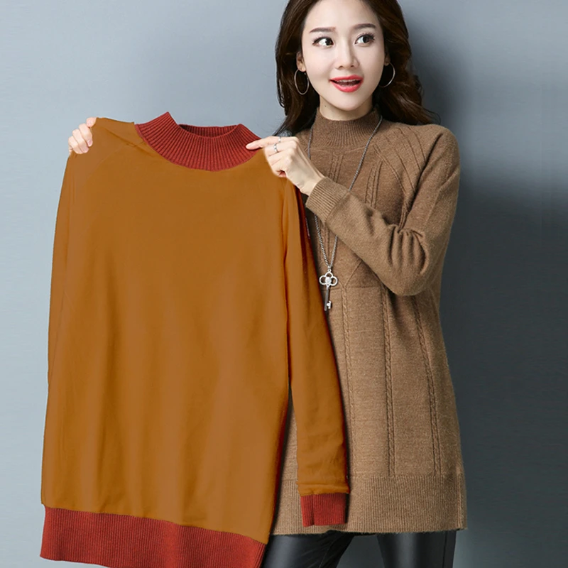 Женский зимний свитер размера плюс 3XL из плотного бархата, модный вязаный свитер, Женская облегающая теплая одежда для мамы, пуловеры, трикотаж E73