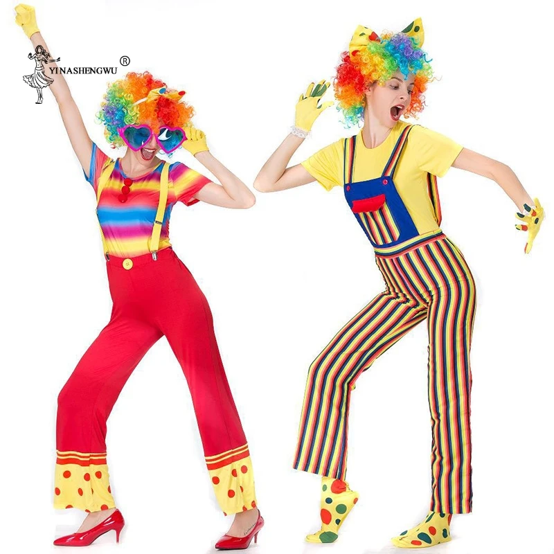 Per Bambini Rosso /& Giallo Clown Fancy Dress Up Costume Per Ragazzi E Ragazze Circo