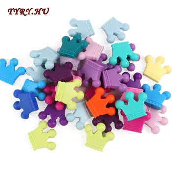 

TYRY.HU 10pc crown shape silicone beads Food grade Baby Teething Chewable Toys For DIY Necklace jewelry accessories Making