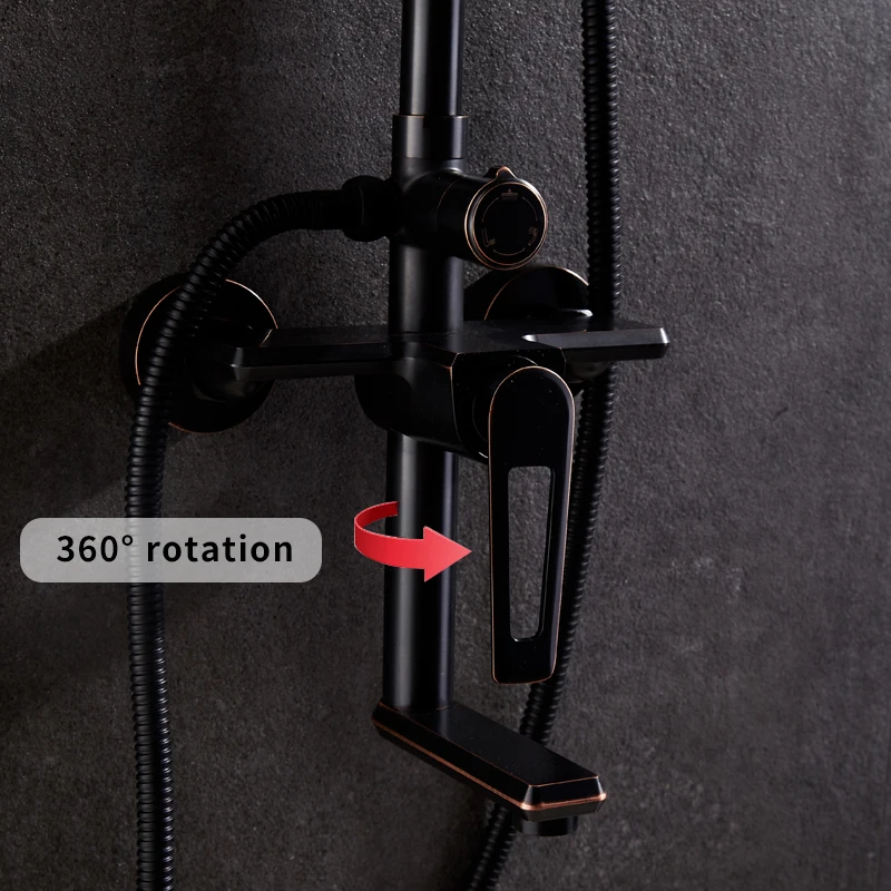 Bronze Black Bathroom Shower Faucet Mixer Wall Mount 8