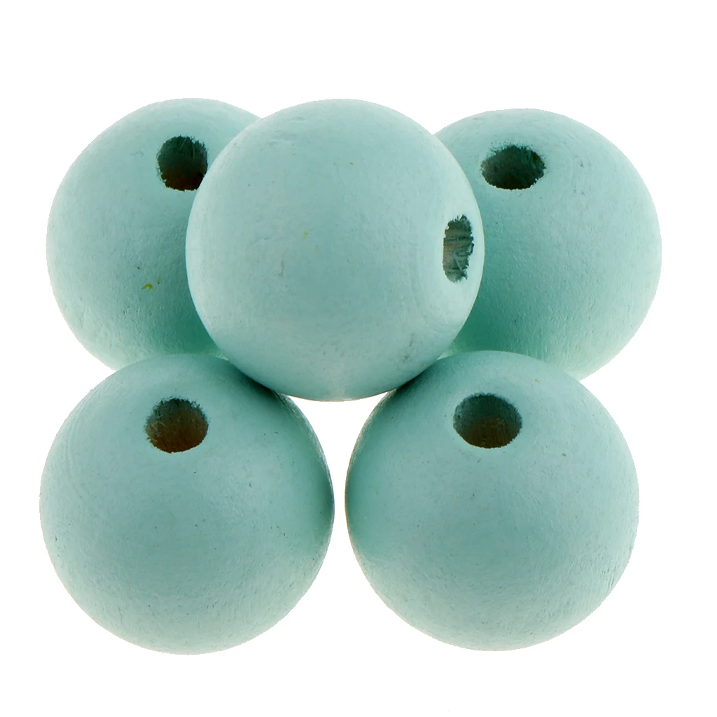 30 Pieces Dyed Color Natural Wood Spacer Loose Beads Necklace Bracelet Charms Findings 20mm
