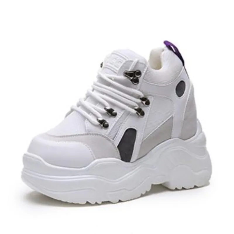 Женские сетчатые кроссовки на танкетке повседневные дышащие толстой подошве 10