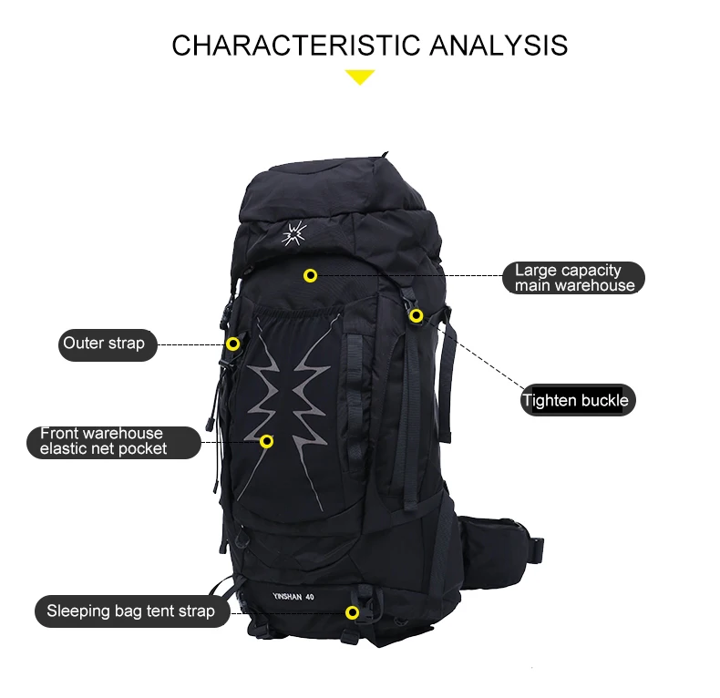 SAMSTRONG нейлон 40 литров открытый рюкзак для мужчин и женщин альпинистские Сумки Водонепроницаемые сумки на плечо для мужчин и женщин B0050