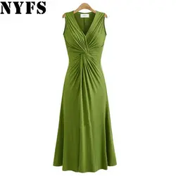 NYFS 2019 новое летнее платье с рукавами без талии женское длинное платье vestidos robe Elbise