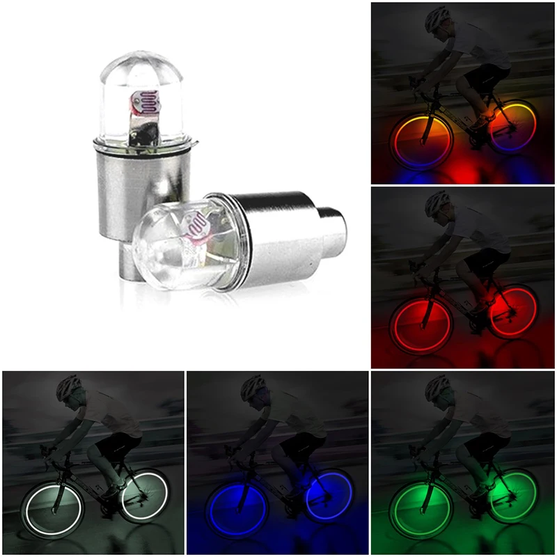 1 шт. светодиодный лампы и трубки светодиоды на шину колеса клапан колпачок светильник 5 цветов велосипедный светильник для велосипеда мотоцикл колесо с кнопкой батареи