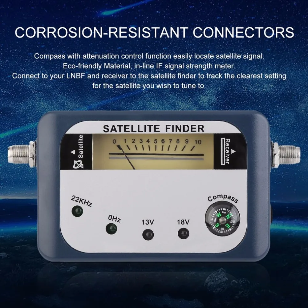 Satellite Finder сигнала идентификатор Спутниковое ТВ-приемник Приём Системы измеритель прочности указатель измерителя с компасом
