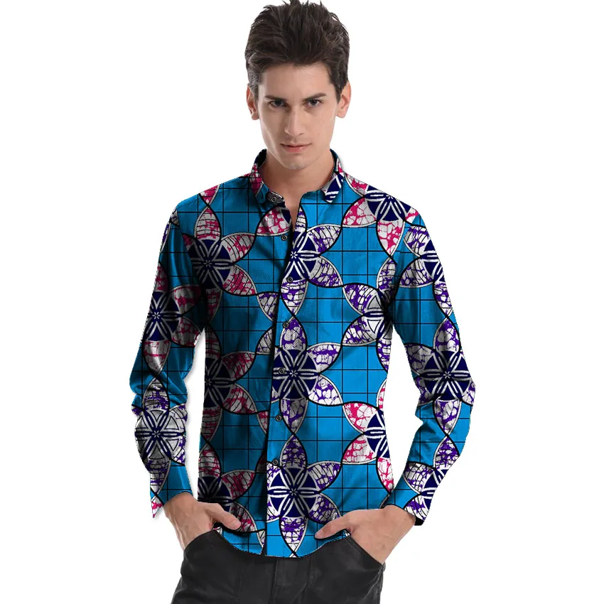 Men's African Dress Shirts Africa Festive Pattern Long Sleeve Men